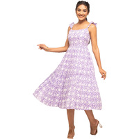 Fiorra Women's Lavender Cotton Floral Printed Dress Dr0005