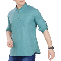 Divisive Men's Pure Cotton Relaxed Fit Short Kurta (Dkrt259_Xxl_Sea Green)