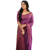 Flosive Women's Present Banarasi Soft Lichi Silk Saree Beautiful Jacquard Rich Pallu Design Work Zari Woven Kanjivaram Silk Style Saree With Soft Lichi Silk Blouse Piece Ayn (Wine).