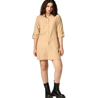 Greciilooks Western Dress For Women| Shirt Collar Solid A-Line Dress| Plus Roll Tab Sleeve Shirt Dress| Women's Comfort Summer Dress| Dress Perfect For Outing (Medium, Black)