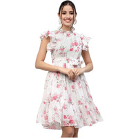 I Enterprise Women's Georgette A-Line Knee-Length Dress (Zy_Ma12_Pink