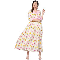Idalia Off White Floral Print Dress