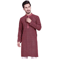 Jompers Men's Sequins Embroidered Kurtas (Magenta, M)