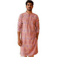 Jompers Pink Embroidered Staight Kurtas For Men (Pink, Xl)