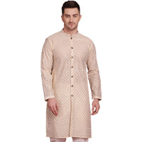 Jompers Men's Sequin Chikankari Front Open Kurtas (Golden, M)