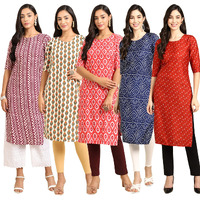 Pinkmint Women's Crepe Digital Print Straight Kurta (R-347-352-346-366-370-M)