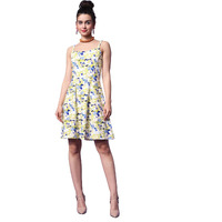 Purvaja Womens Fit & Flare Knee Length Dress (Wini-012-Flashy_Yellow_Xx-Large)