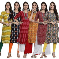 Pinkmint Kurti's For Women Combo Crepe Kurti Suitable For College Regular Home Wear Outrdoor Wear(Pack Of 6)