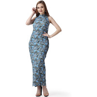 Popwings Women Casual Grey Floral Printed Sheath Dress