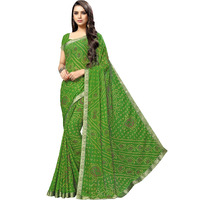 Satrani Women's Chiffon Saree (2147St755_Parrot Green)
