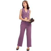 Selvia Co-Ords Set For Women|Lycra Coat And Pant Set|Formal Co-Ords Set For Women|Solid Two Piece Co-Ord Set(741Ctk11794N-M_Dusty Lavender)