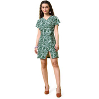 Purvaja Womens Warp Above Knee Length Dress (Wini-038-Tree_Green_Large)