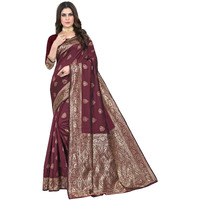 Sugathari Women's Art Silk Maroon Kanchipuram Saree (San Pari 158 Maroon)