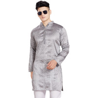 Divisive Men's Jequard Embroidered Art Silk Slim Fit Only Kurta (Dkrt423_Xl_Charcoal Grey)