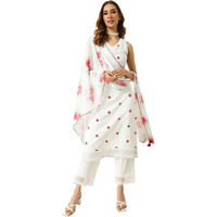 Fiorra Women's Black Cotton Straight Kurta And Pant With Dupatta Set0154