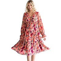 Greciilooks One-Piece Fit And Flare Midi Dress For Women (Gl-Wd1164-Large-Orange)