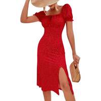 Greciilooks Dress | Stylish Dresses For Women | One Piece | Short Sleeve | Knee Lenght Summer Dress For Women (In, Alpha, S, Cherry Red)