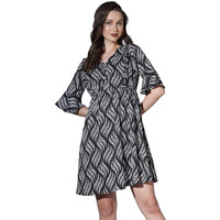 Greciilooks Western Dresses For Women| Crape Western Dress| Flared Dress For Girls| Half Sleeve Western Dress For Women| Dress Perfect For Outing| Short Dresses| Summer Wear (Xxx-Large, Black)
