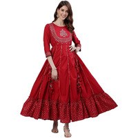 Ishin Women's Viscose Rayon Anarkali Embellished Kurta Xykpmmp-8051_M_Red