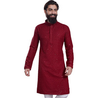Divisive Men's Sequince Embroidered Cotton Blend Only Slim Fit Kurta (Dkrt221_M_Maroon)