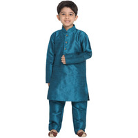 Jbn Creation Boys' Turquoise Silk Blend Kurta And Pyjama Set_Vasbktq001Nptq_32