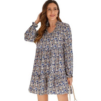 Greciilooks Women's Cotton Midi Dress (X-Large, Blue)