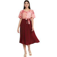Kzully Women's Crepe A-Line Midi Dress (601-Mrb-Maroon- Maroon_Xs)