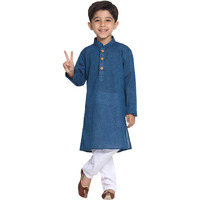 Jbn Creation Boys Pure Cotton Midnight Blue And White Kurta Pyjama Set - Ethnic Elegance For Festivals | Comfortable Traditional Pure South Handloom Cotton Kurta Pyjama For Kids_Jbnbk070Bunpwh_36