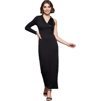 Miss Chase Women's Black Solid Asymmetric Sequined Maxi Dress (Mcaw22D98-15-62-06, Black, Xl)