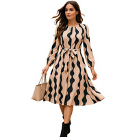 Leriya Fashion Women Fit And Flare Midi Dress Dress Beige, 2Xl