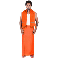 Prakasam Cotton Men's Pure Cotton Colour Dhoti (1.26X1.90Mtrs) With Matching Towel (0.74X1.50Mtrs) Set