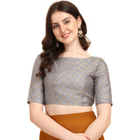 Oomph! Jacquard Grey Readymade Blouse For Women - Rbbl73Xl
