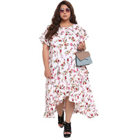 Oomph! Women's Western & Fusion Wear Crepe Wrap Maxi Plus Size Dress - Daisy White - Od236_6Xl