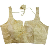 Pujia Mills Women's Heavy Phantom Silk Bollywood Style Sleeveless Trendy Blouse(Veda) (Cream, 32)