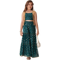 Pspeaches Girl's Georgette Sharara Set (Sha-Tealggt-4-5Y_Teal