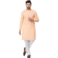 See Designs Cotton Regular Mens Kurta (14180260_Peach_S)