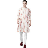 See Designs Men White Multi Tie And Dye Print Design Straight Kurta_Sdkt1112L