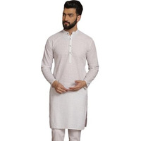 Sojanya (Since 1958 Ethnic Motifs Embroidered Thread Work Pure Cotton White Straight Only Kurta