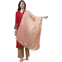 Weavers Villa Women's Abstract Poly Silk Embellished Dupatta, Chunni (Peach), 2.25 Mtrs