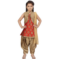 Aarika Girl's Silk Salwar Suit Set (Pt-18306_Red-Gold_32)