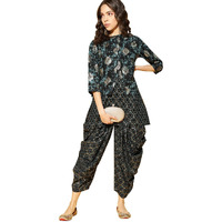 Ziyaa Women's Cotton Salwar Suit Set (Zikuco3589Anddh-Xxl_Black_2Xl)