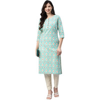 Aarika Women's Cotton Regular Tunic Shirt (Kurti-W-Nm-A-110_Firozi_Xxxl)