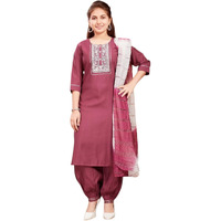 Aarika Girls Ethnic Wear Wine Colour Sequin Thread Embroidery With Gota Work Silk Kurti Patiala Set (9-16 Years)