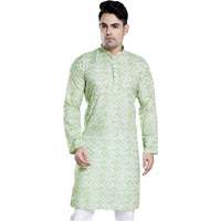 Divisive Men's Sequince Embroidered Printed Cotton Blend Only Slim Fit Kurta (Dkrt122_Xl_Green)