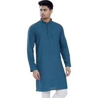 Divisive Men's Thread Embroidered Cotton Blend Only Slim Fit Kurta (Dkrt722_L_Turquoise)