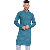 Divisive Men's Thread Embroidered Cotton Blend Only Slim Fit Kurta (Dkrt787_S_Grey)