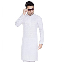 Divisive Men's Sequince Embroidered Cotton Blend Only Slim Fit Kurta (Dkrt109_L_White)