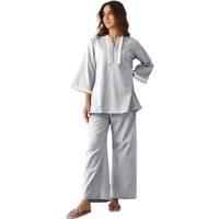 Greciilooks Polycotton Ethnic Mid-Thigh Length Stylish | Festive Travel Co Ord Kurta Set For Women (Gl-W2048&Tr1023_Light Blue_3Xl)