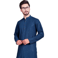 Jompers Mens Sequins Chikankari Kurtas (Peacock, Xl)