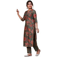 Lookmark Women's Latest Printed Cotton Blend Straight Kurta And Pant Set (Az-Lm-Og1-Ks2159-Xl) Multicolour
